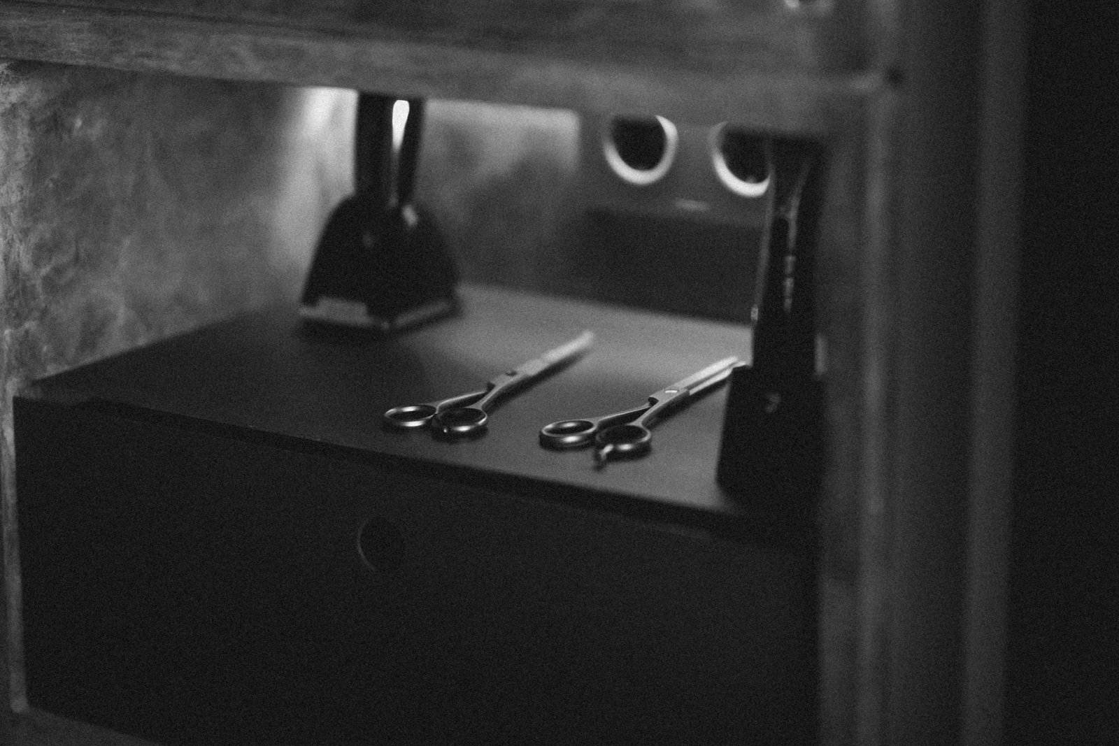 Shears resting in the salon